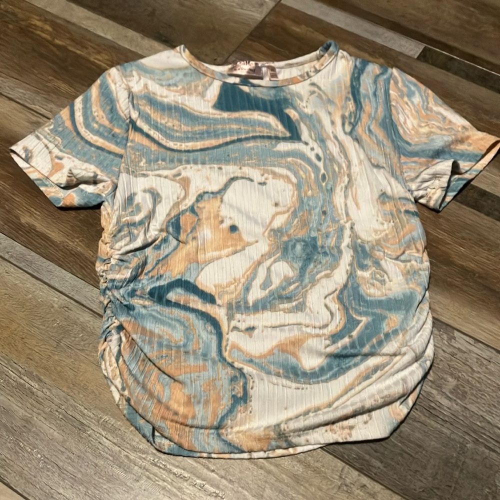 Willow Youth Blue and Tan Patterned Top